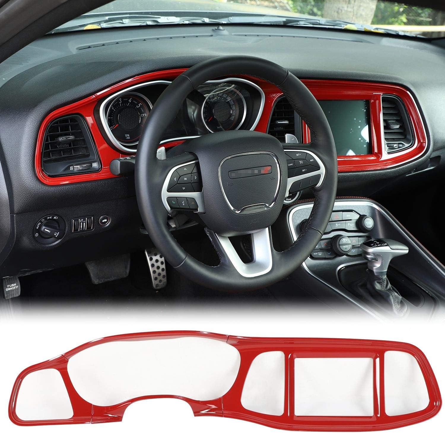Red Carbon Fiber Center Console Dashboard Panel Trim X9530