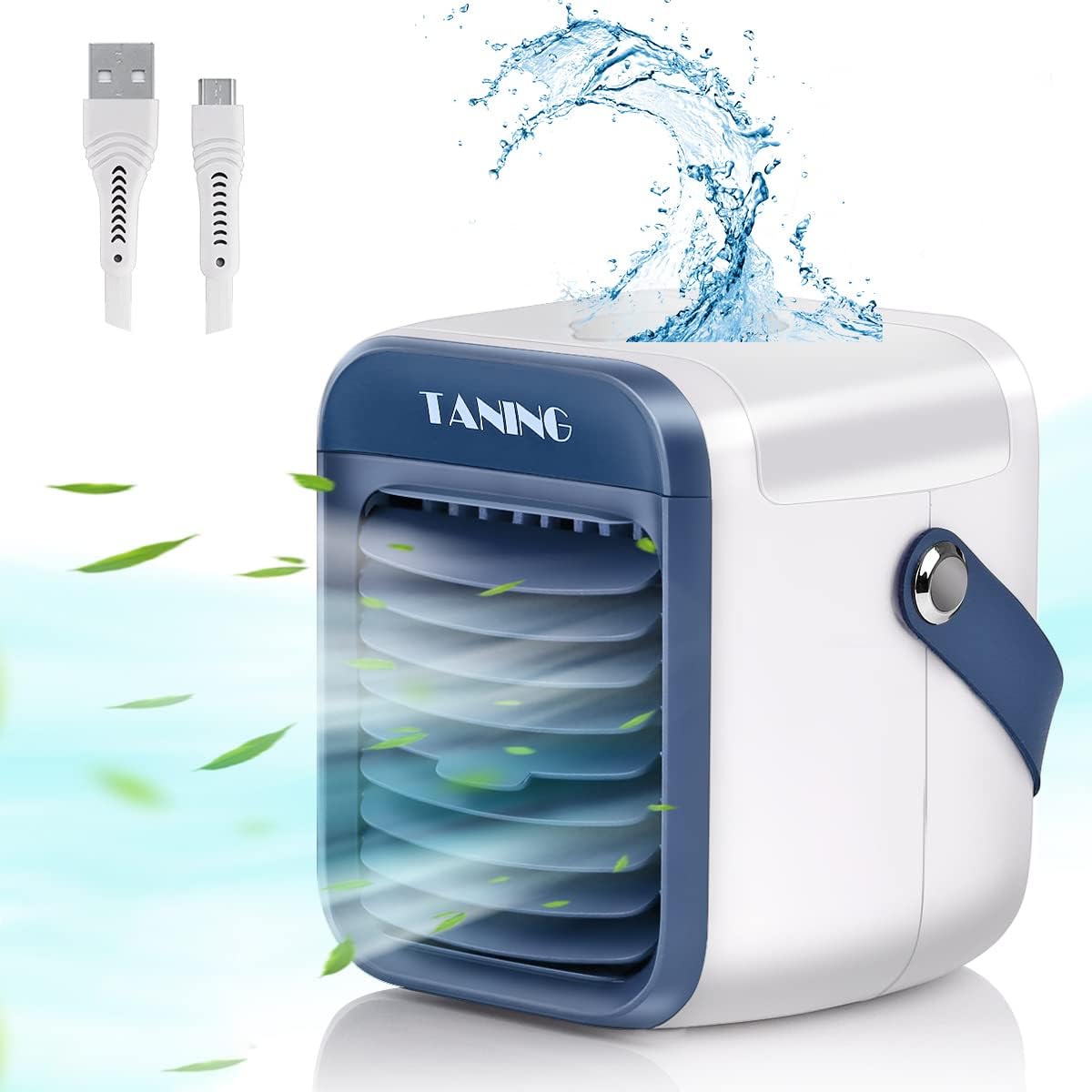 3 in 1 Portable Air Cooler Humidifier Purifier with 2000mAh Rechargeable Battery, Pack of 2 F9883