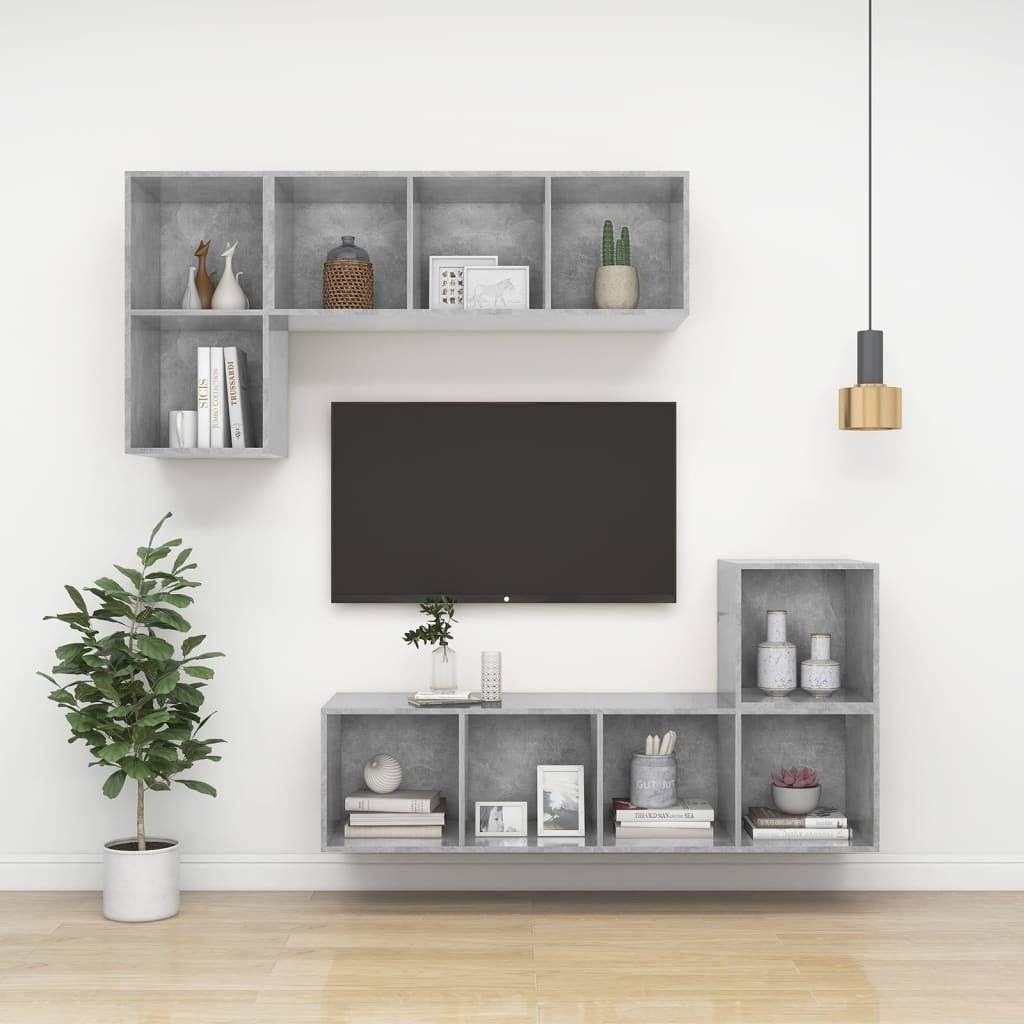 Concrete Gray Wall-Mounted TV Cabinet Chipboard M24009