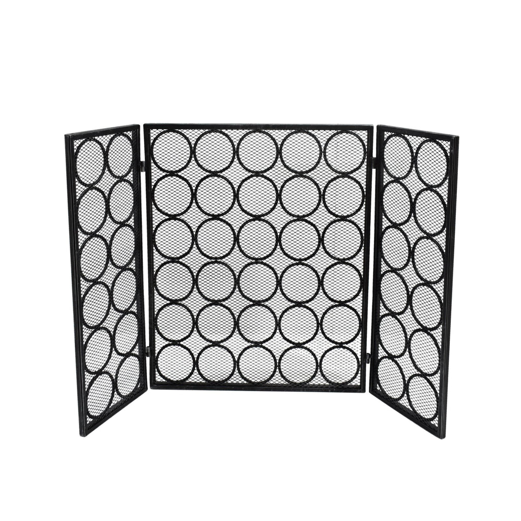 Black Silver Three Panel Iron Firescreen P820416