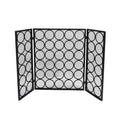 Black Silver Three Panel Iron Firescreen P820416