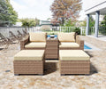 5-Piece Wicker Outdoor Sectional Sofa Set with Ottoman F360286