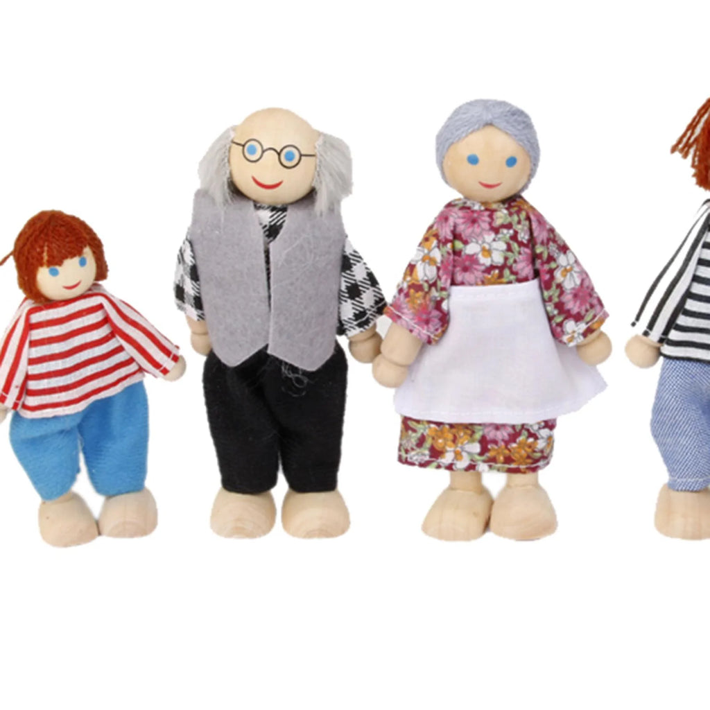 6-Pieces Wooden Doll Family for Dollhouse, 1:12 Scale R4599