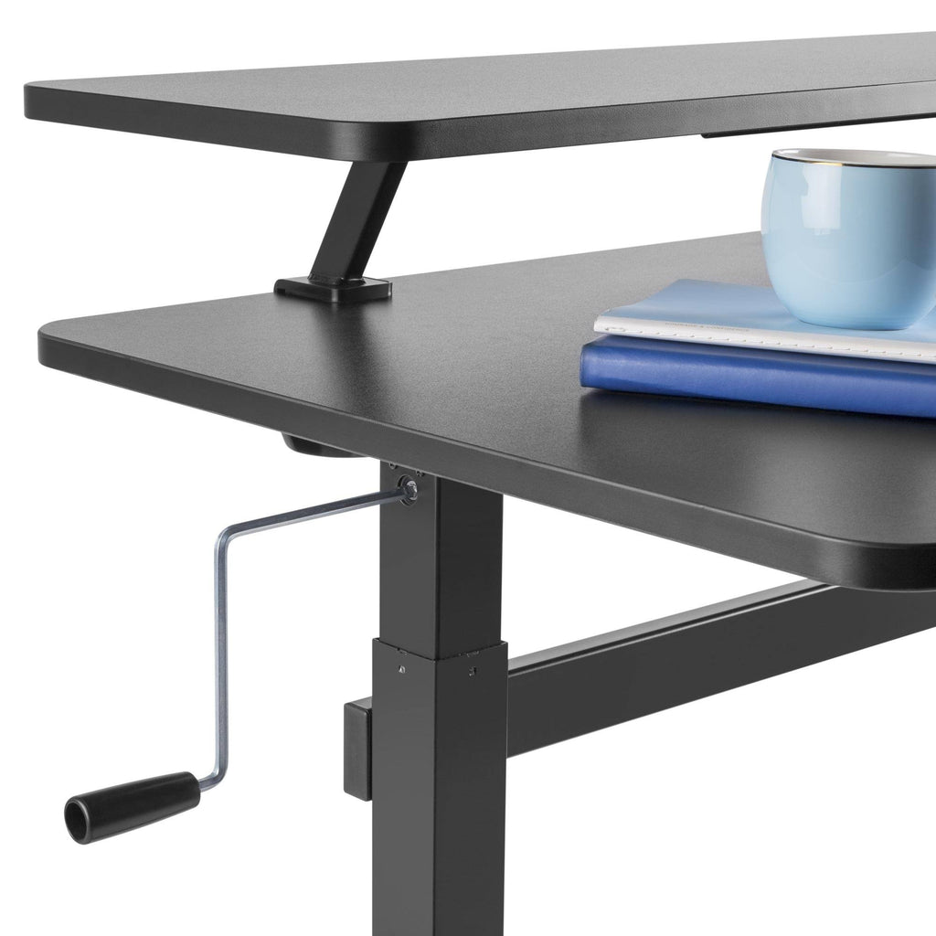 Crank Height Adjustable Standing Desk with Attachable Shelf Y9022