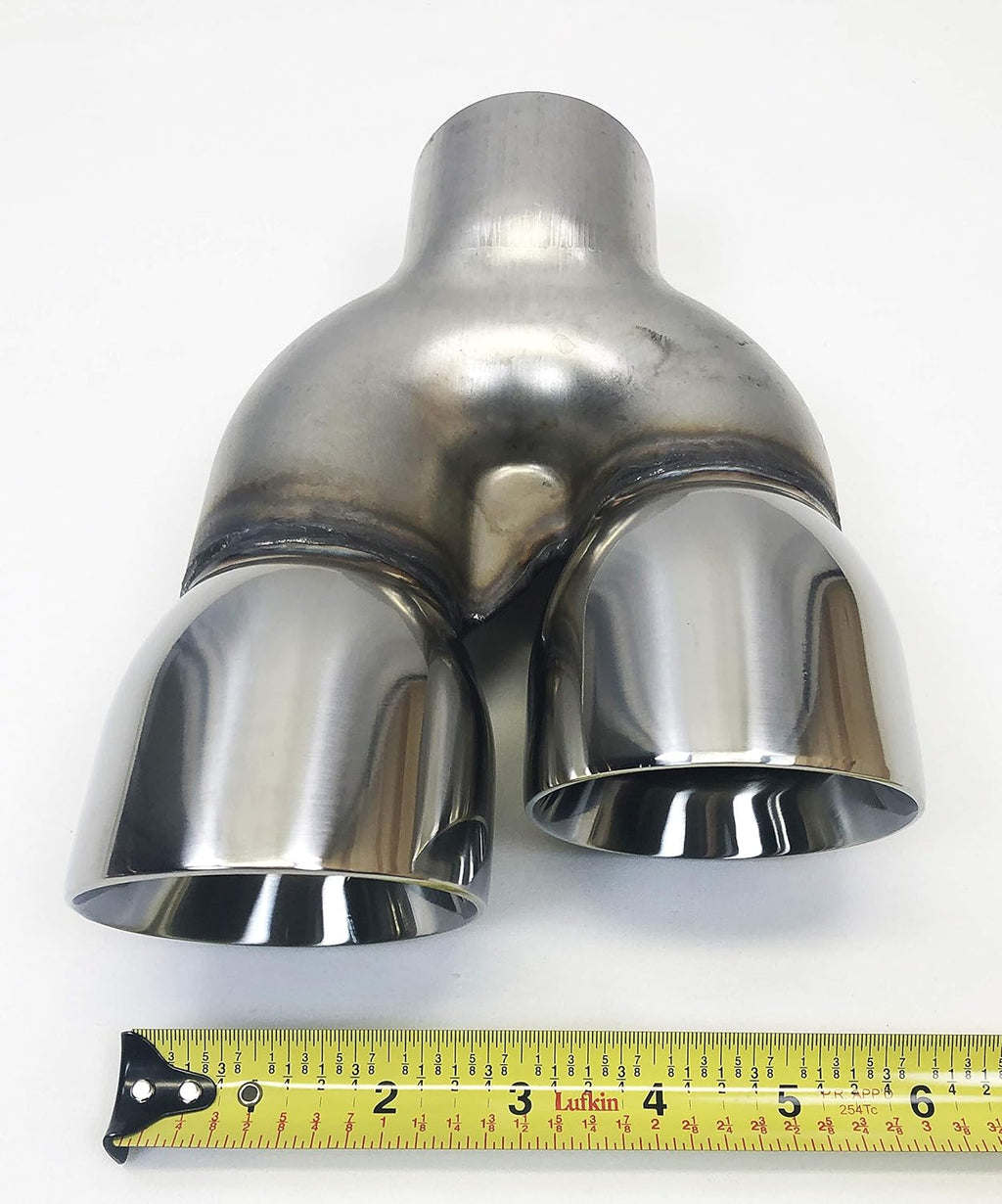Dual 2.25" Inlet 3.00 X 8.50 Long Round Double Wall Stainless Exhaust Tips K99459