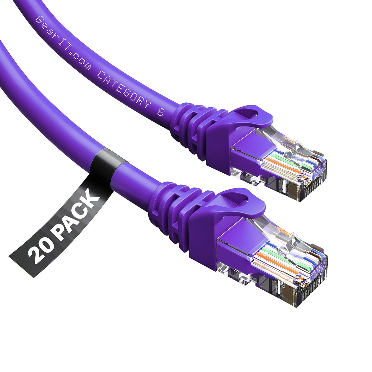 Cat6 Patch Cable 5ft Snagless Flexible Ethernet Cable Purple Pack of 2 D275