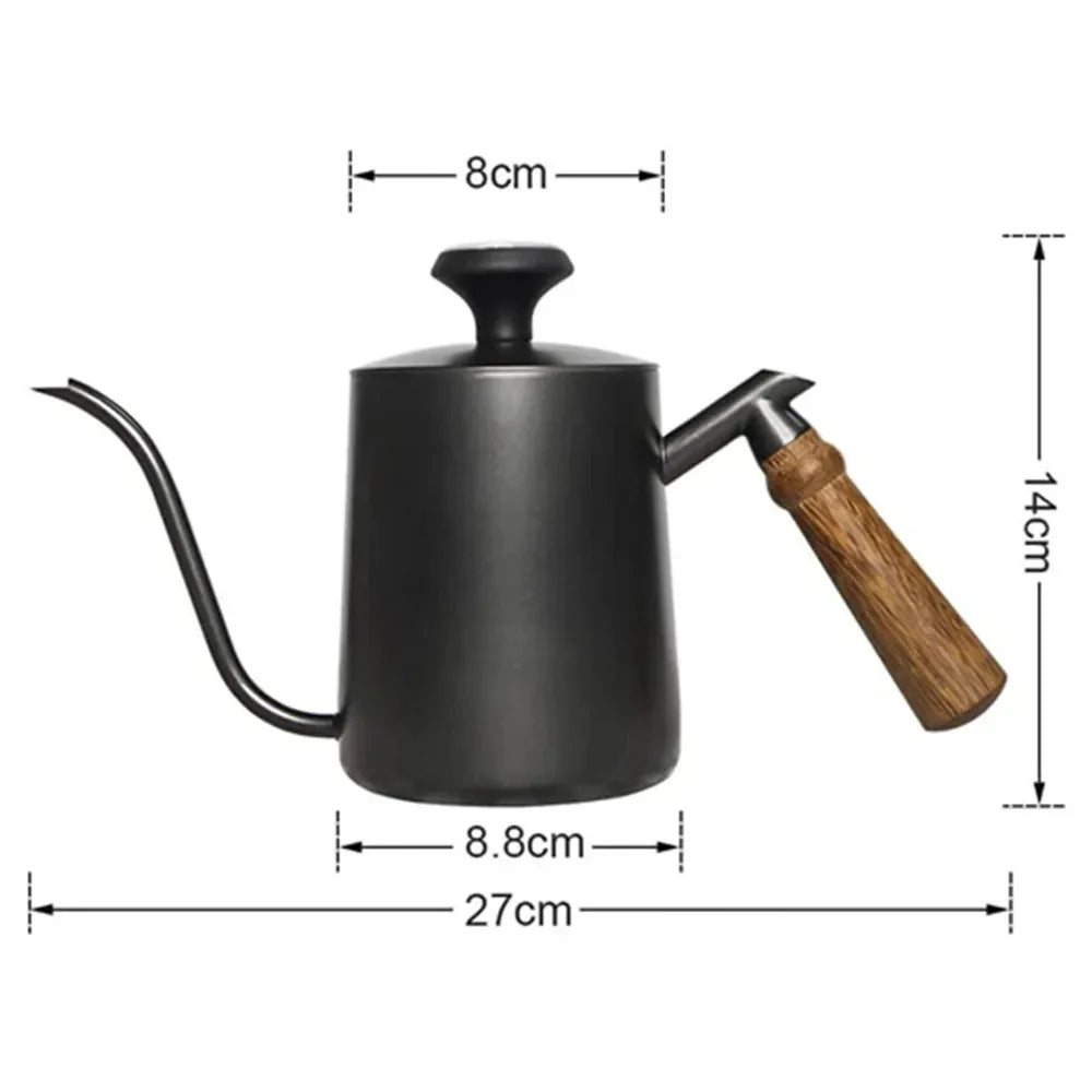 White Steel GooseNeck Coffee Kettle 600ML with Thermometer C559761