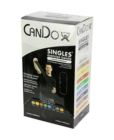 Low Powder Exercise Band - Box of 30, 5& Length - Set of 5 (Yellow - Black) E4440