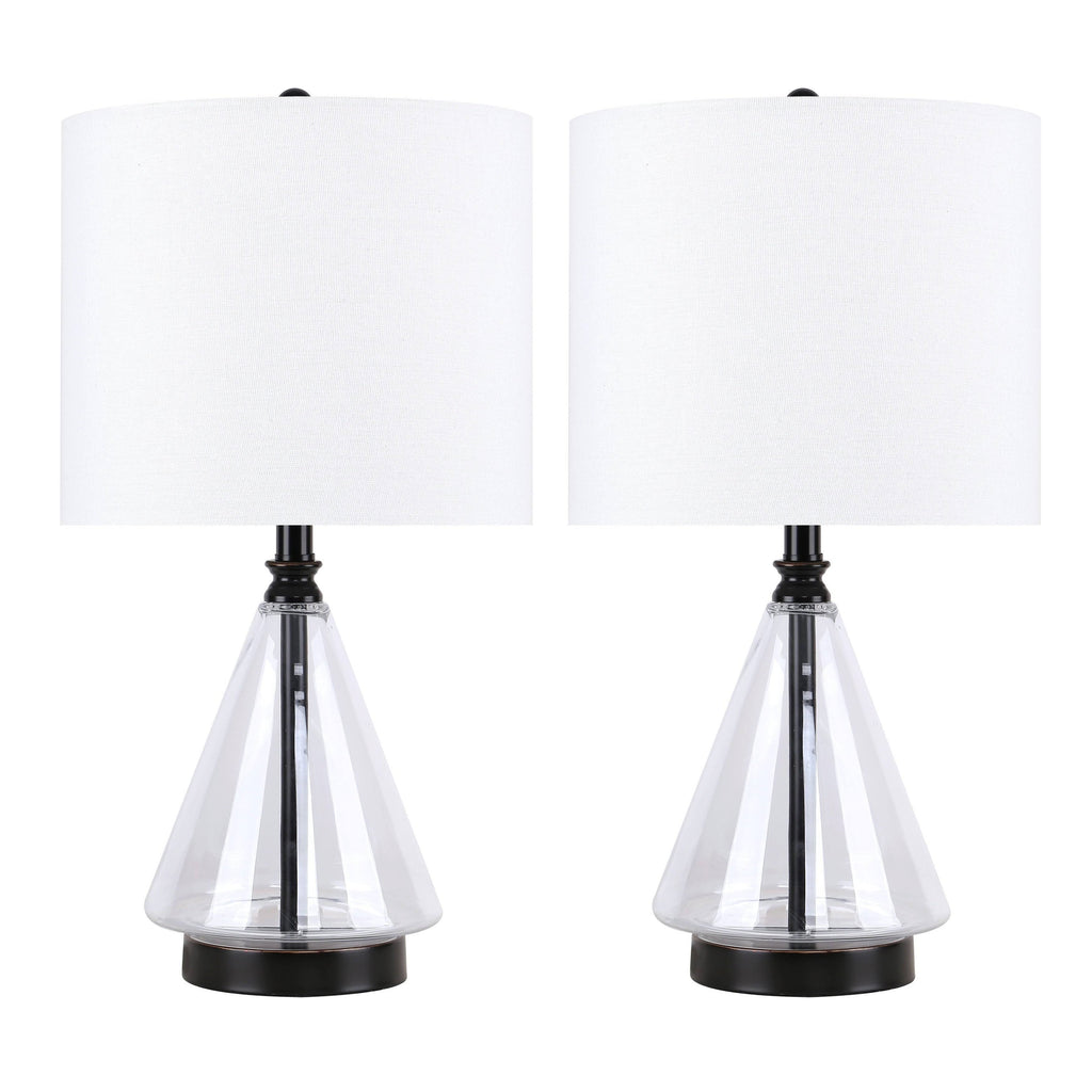 Set of 2 Glass Accent Lamps with Brass Accents N621810