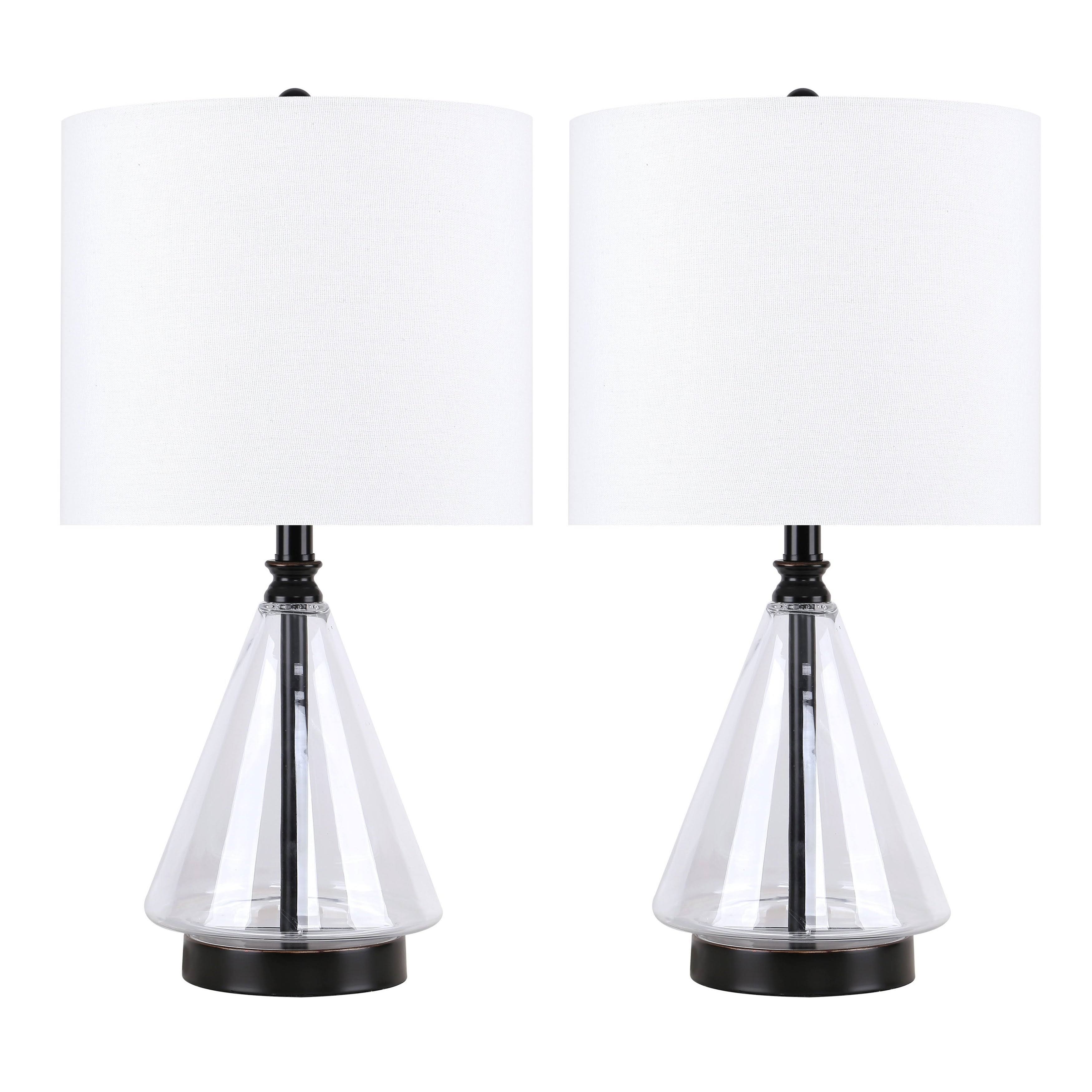 Set of 2 Glass Accent Lamps with Brass Accents N621810