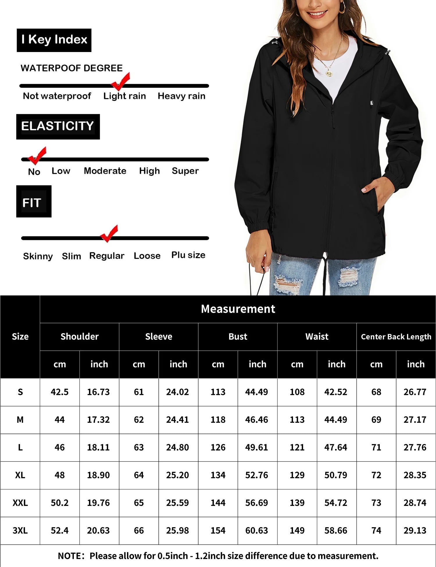 Waterproof Lightweight Hooded Rain Jacket L9139