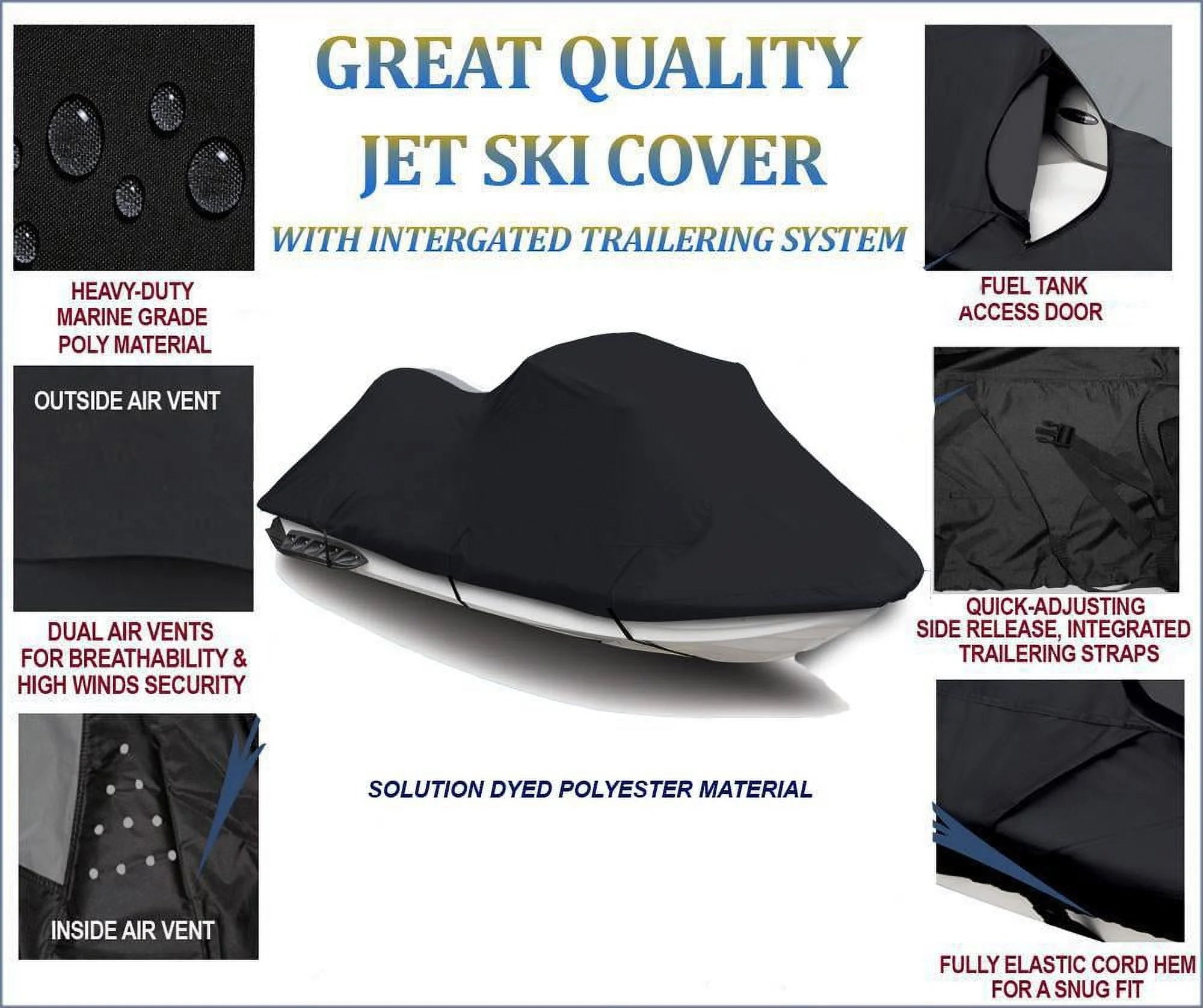 Black 600 Denier JetSki Cover K652