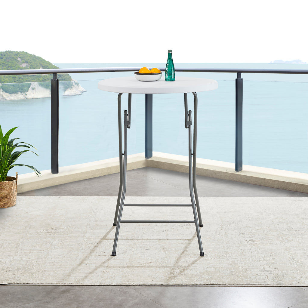 White Round Folding Resin Cocktail Table K7345