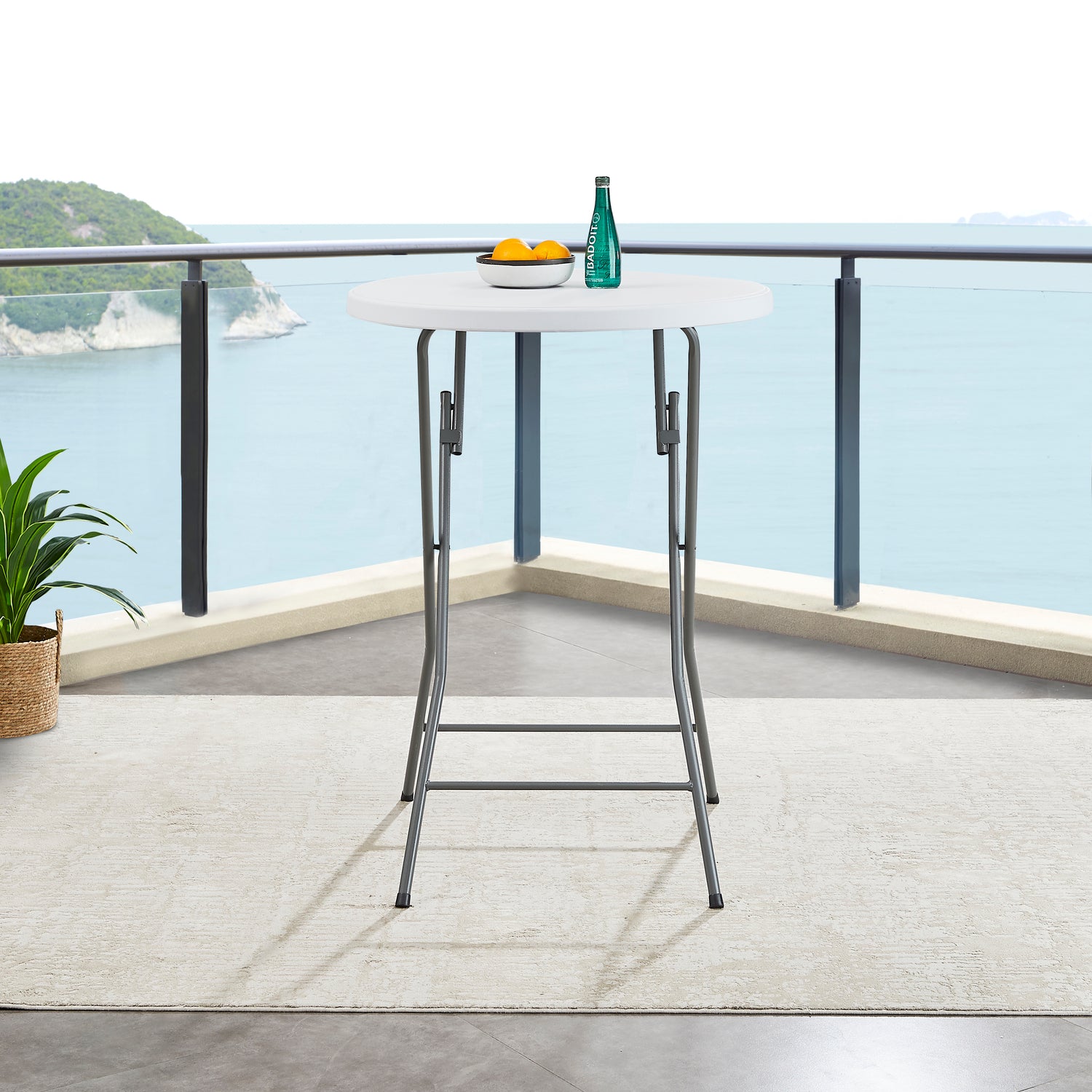 White Round Folding Resin Cocktail Table K7345