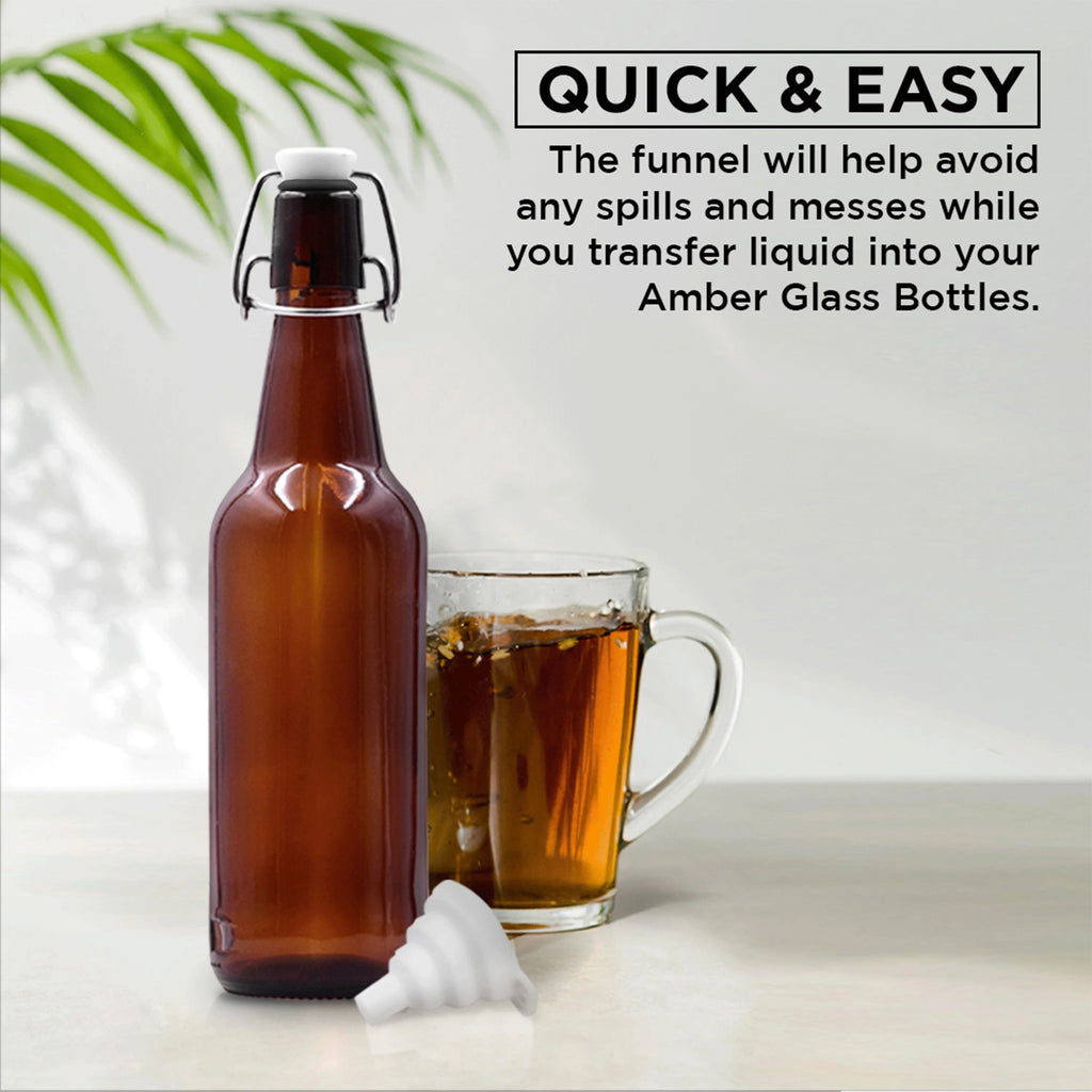 16 oz Amber Glass Beer Bottles with Funnel, Brush and Marker O166701