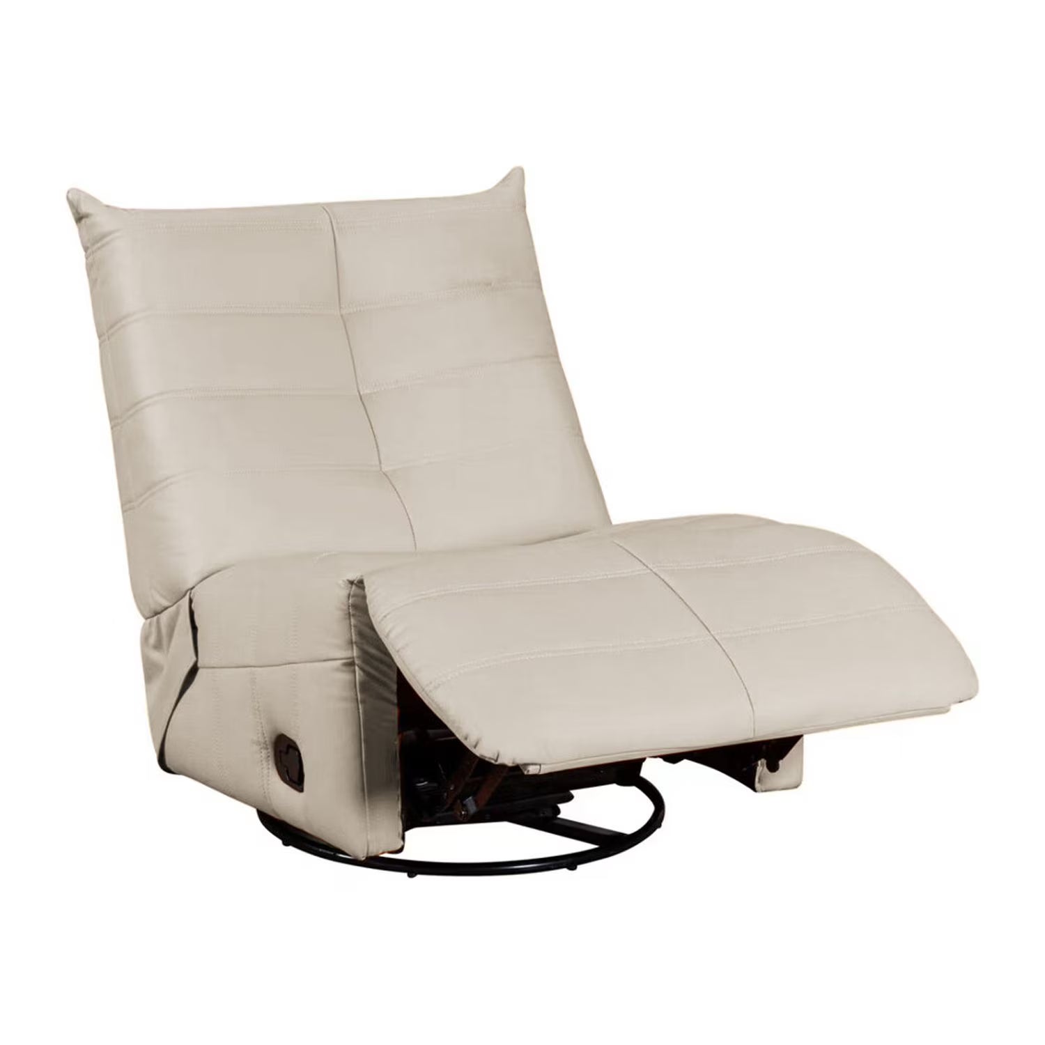 Beige Faux Leather Swivel Glider Recliner M9196