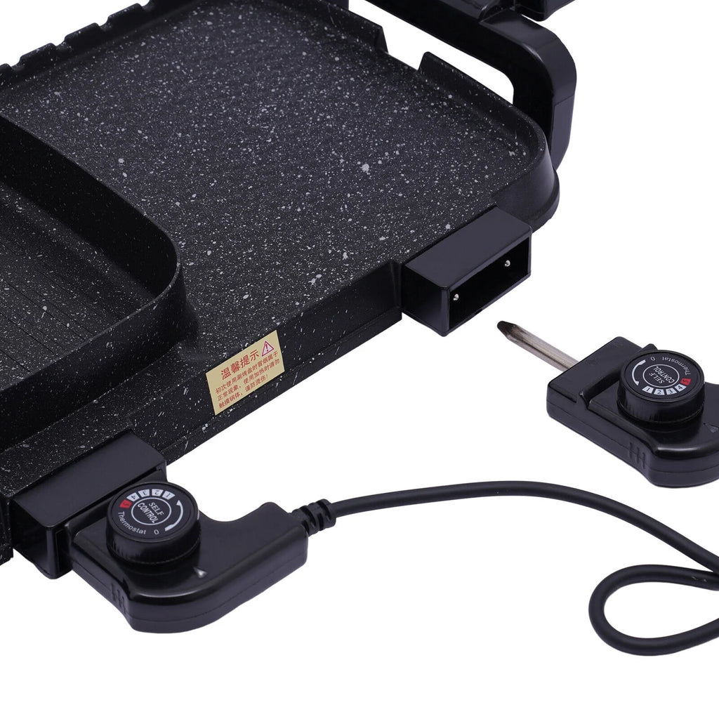 2 In 1 Electric Hotpot Pot with Grill Dual Indoor BBQ Black O107651