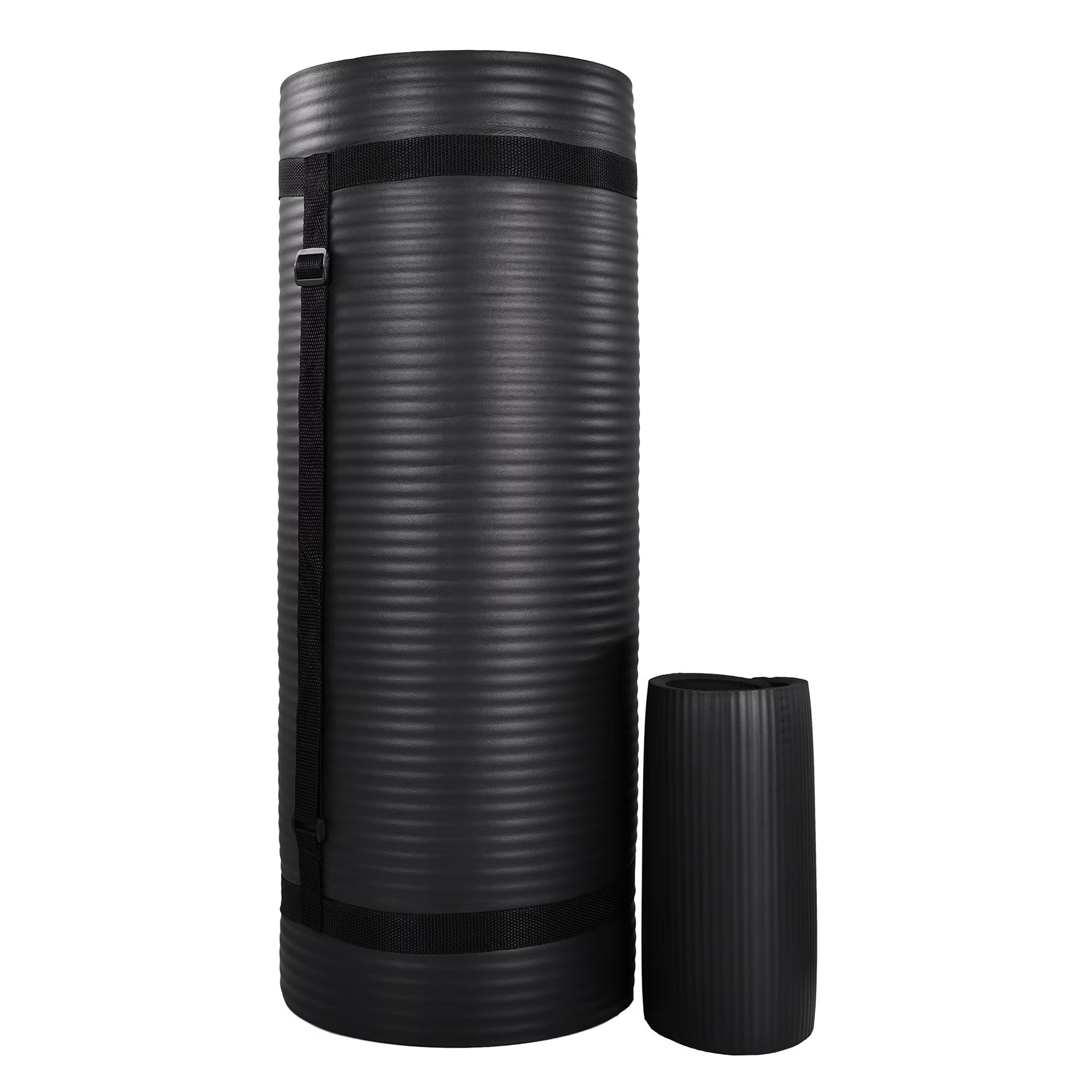 Black Extra Thick Yoga Mat with Carry Strap M702106
