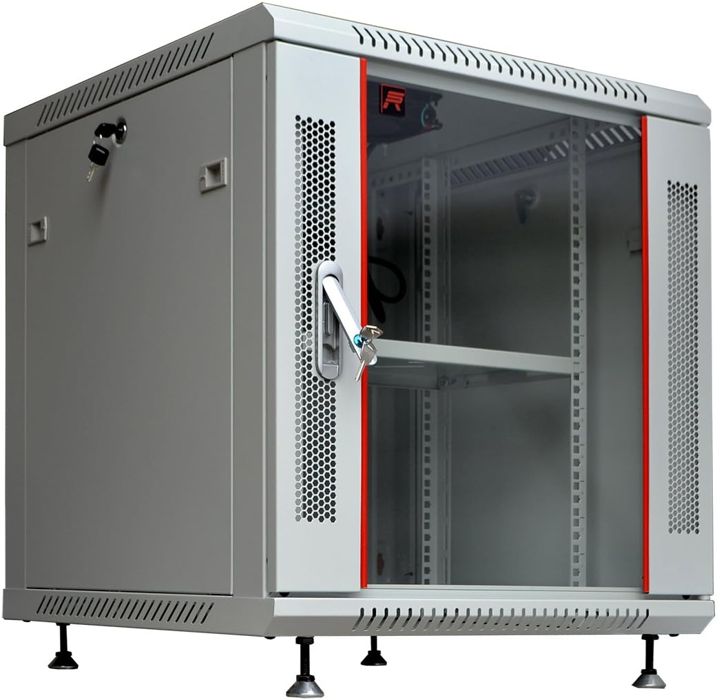 9U Wall Mount Server Rack with Locking Doors Shelf Fan Black T52083