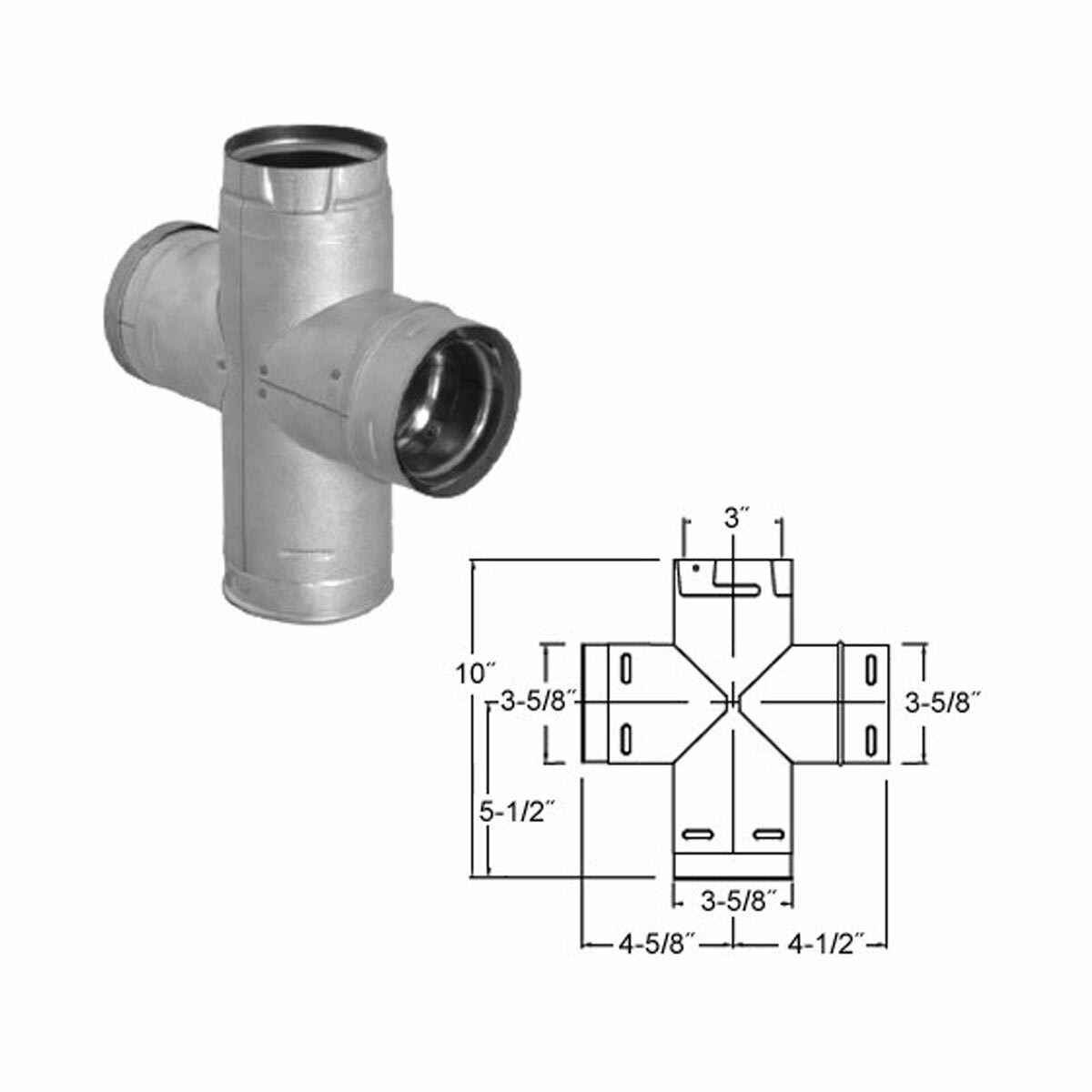 3&& PelletVent Pro Double Tee with Clean-Out Tee Cap R6186