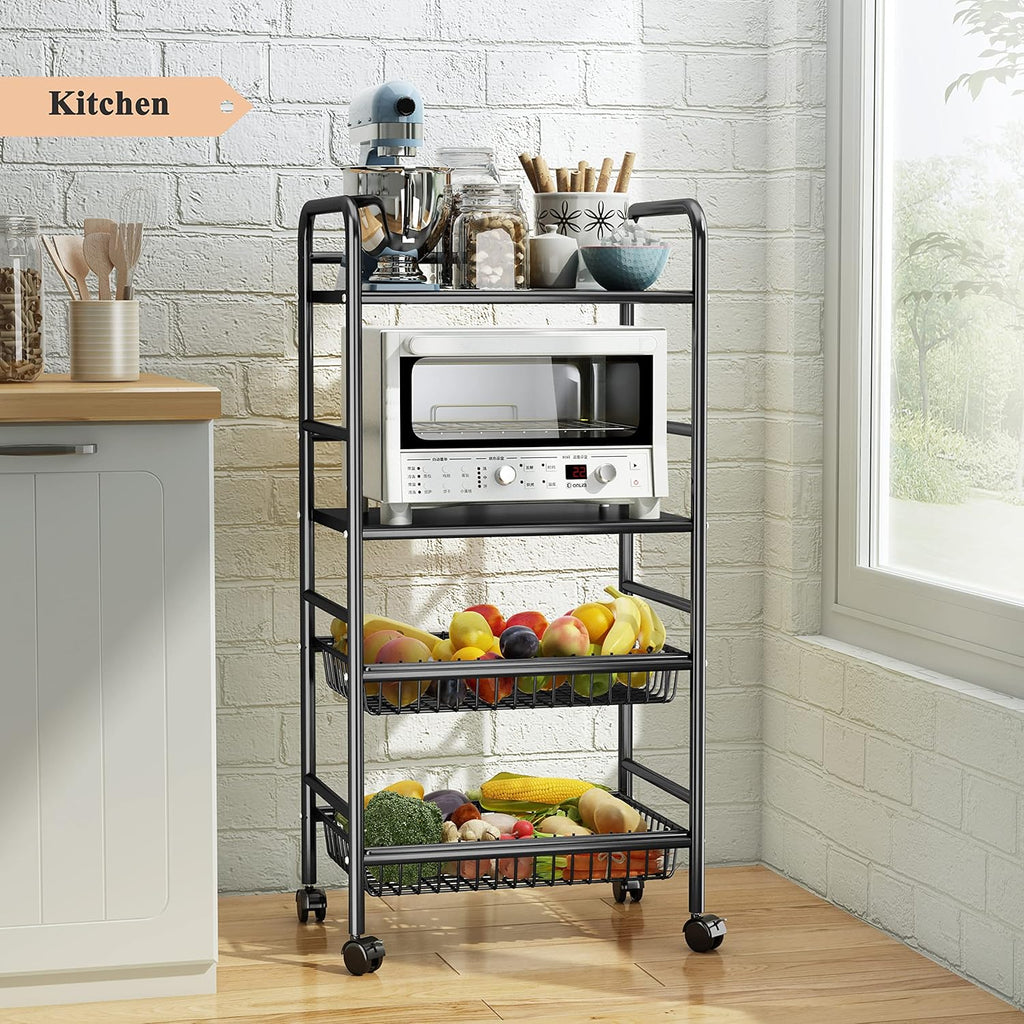 Black 4 Tier Rolling Utility Cart F1483