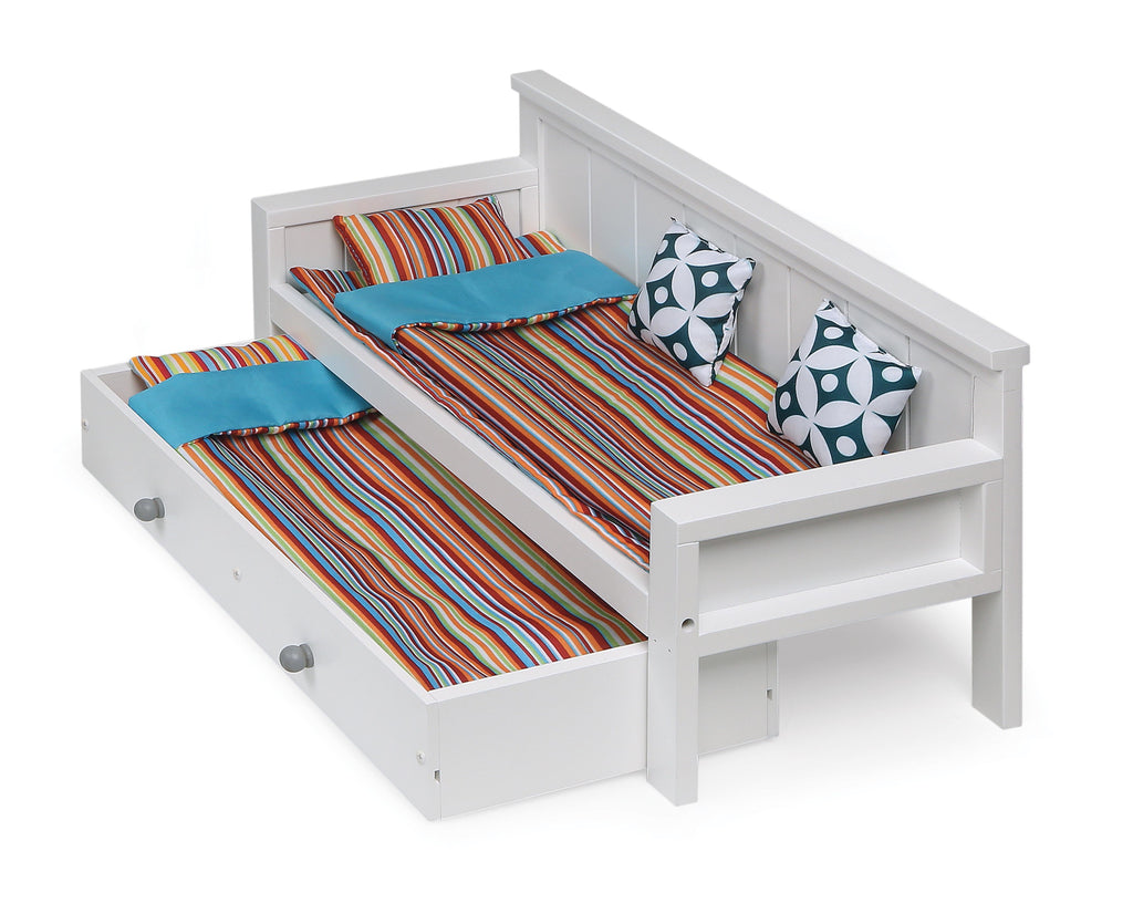 White/Multi Doll Sofa and Daybed Combo with Trundle Bed G7394