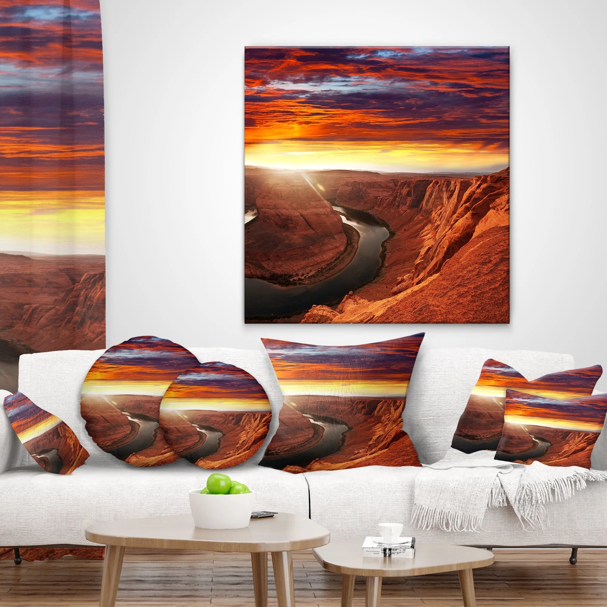 Horse Shoe Bend Landscape Printed Throw Pillow 12x20 Z374885