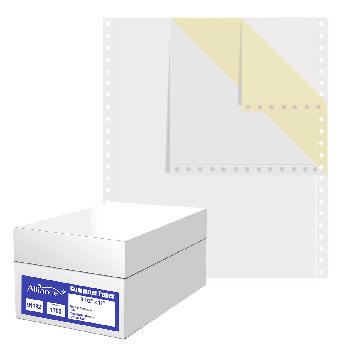 Carbonless Computer Paper 2-Part White/Canary 15lb 1700 Sheets per Carton W28450