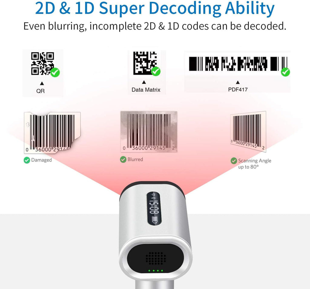 2D Wireless Barcode Scanner with Stand, Pack of 2 O5158
