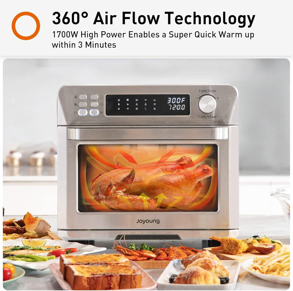 25QT 1700W Brushed Stainless Steel Air Fryer Toaster Oven X32392