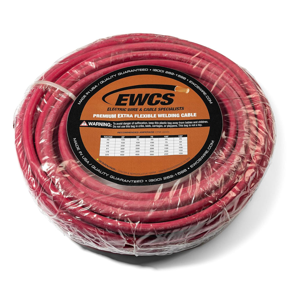 Red 1/0 Gauge Extra Flexible Welding Cable 600 Volt 50 Feet I7073