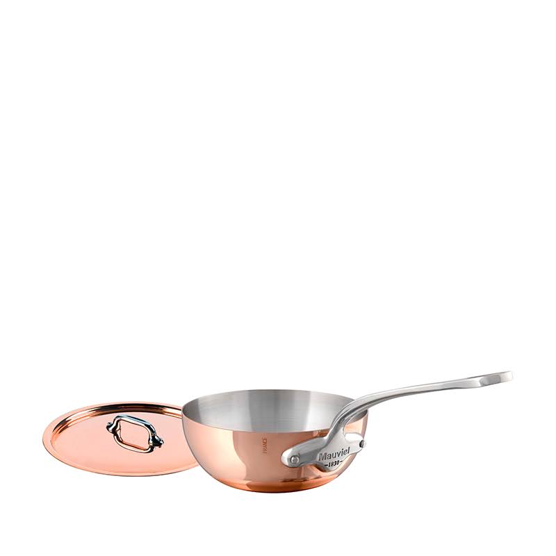 Copper Curved Splayed Saute Pan with Lid, 1.1-Quart B264014