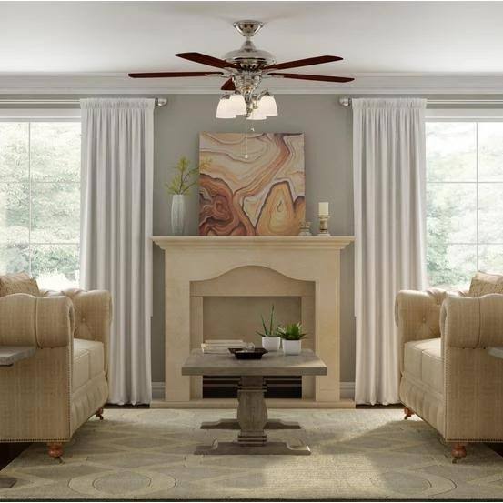 Polished Nickel Ceiling Fan with Light U112