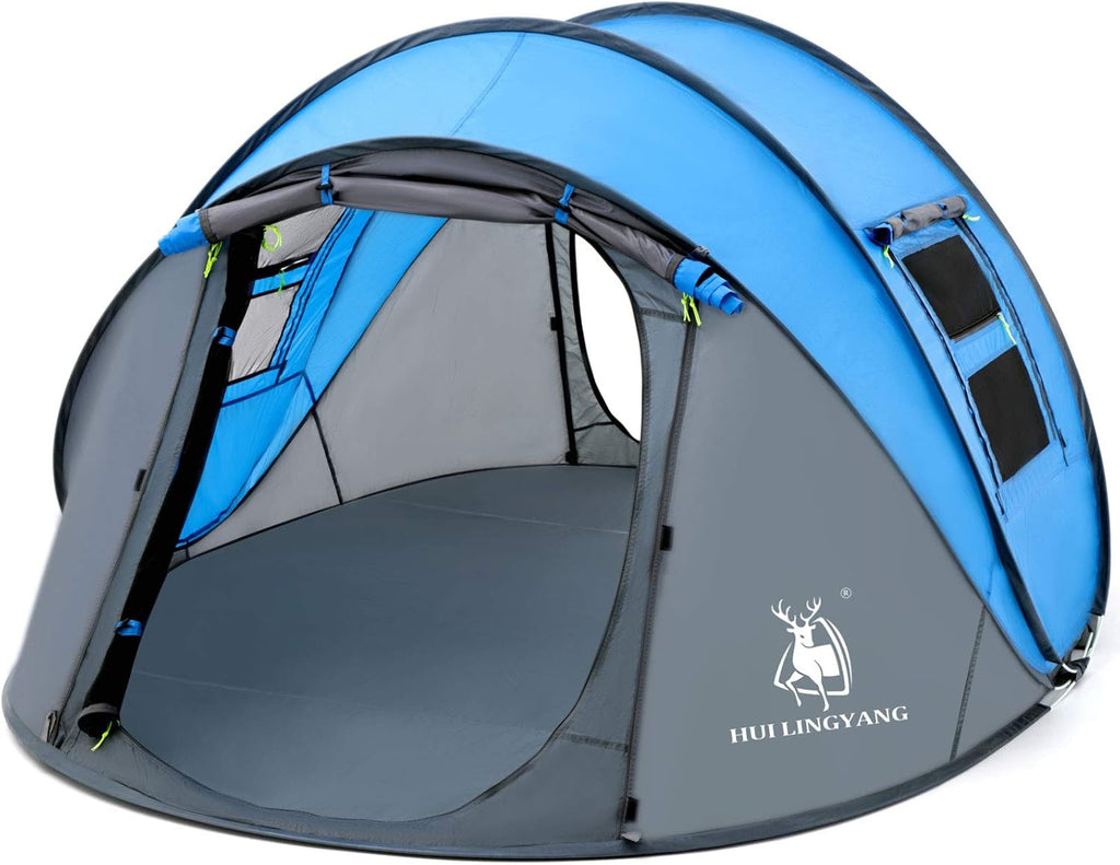 4 Person Pop Up Tent, Waterproof, Automatic Setup, 2 Doors O686203