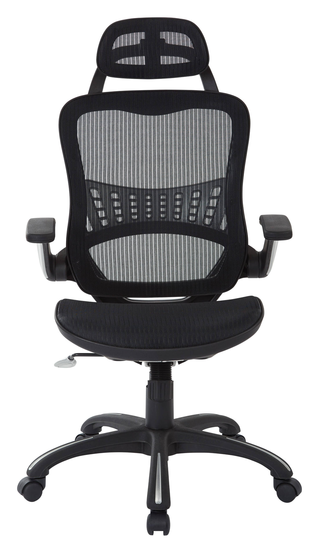 Black Vertical Chair with Nylon Arms and Headrest B309