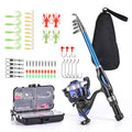 Telescopic Fishing Rod Reel Combo with Hooks Soft Lures Swivels Storage Bag R826312