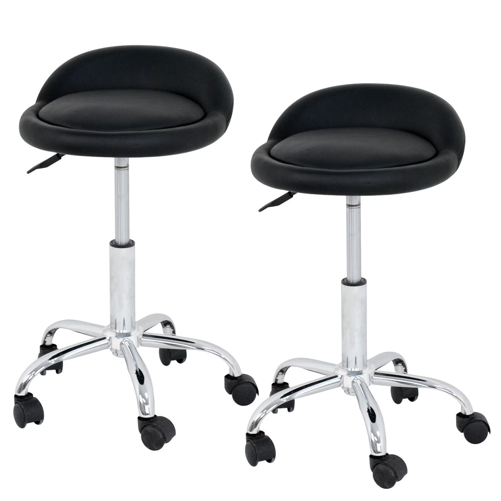 Set of Two Swivel Salon Stool Chair, Black H82235