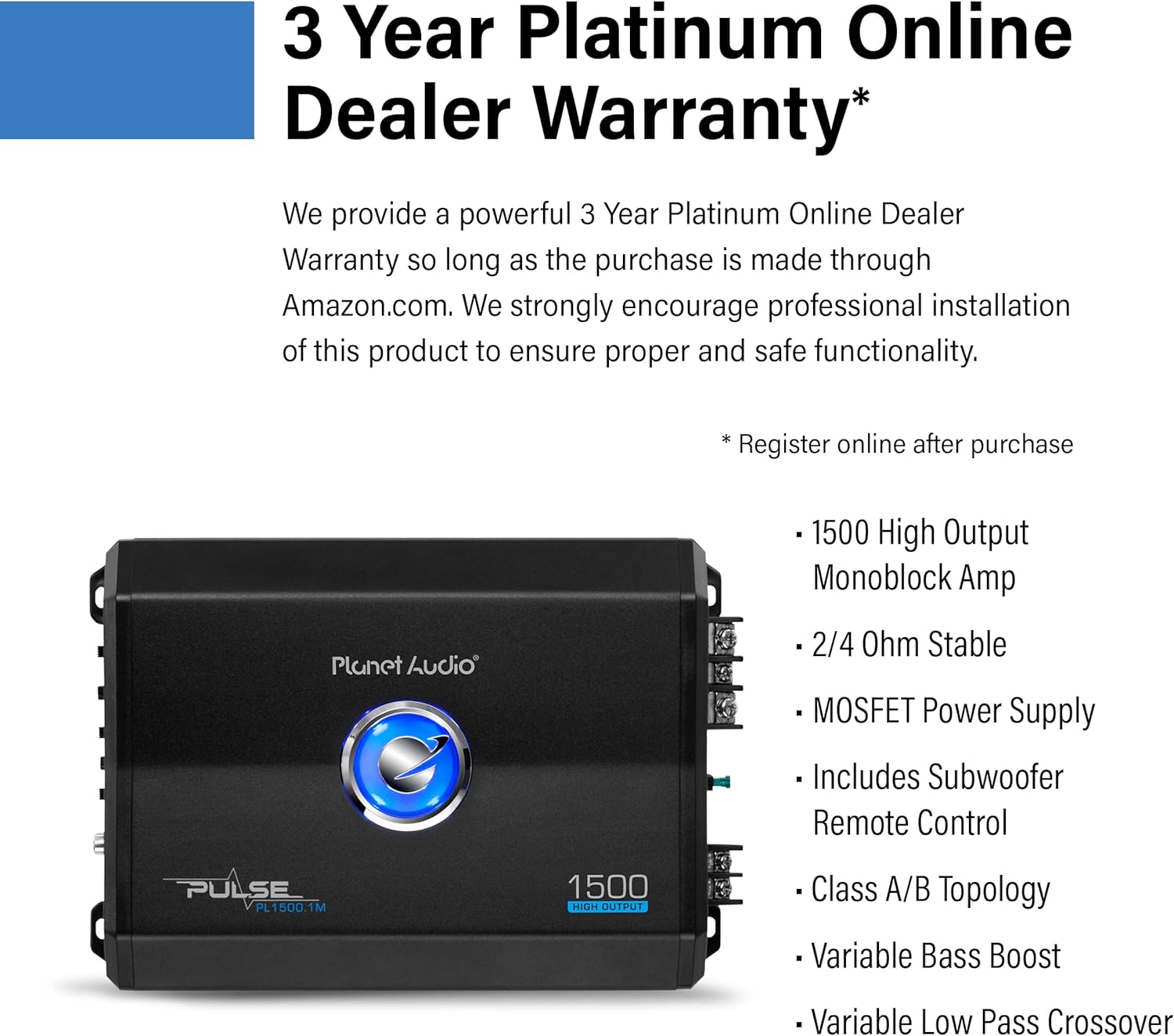 Monoblock Car Amplifier, 1500 Watts, Class A/B P6781