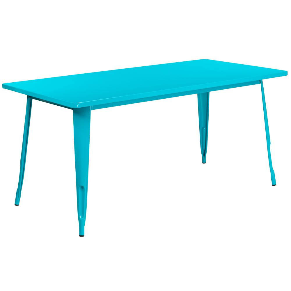 Crystal Teal-Blue Rectangle Metal Outdoor Bistro Table B3485