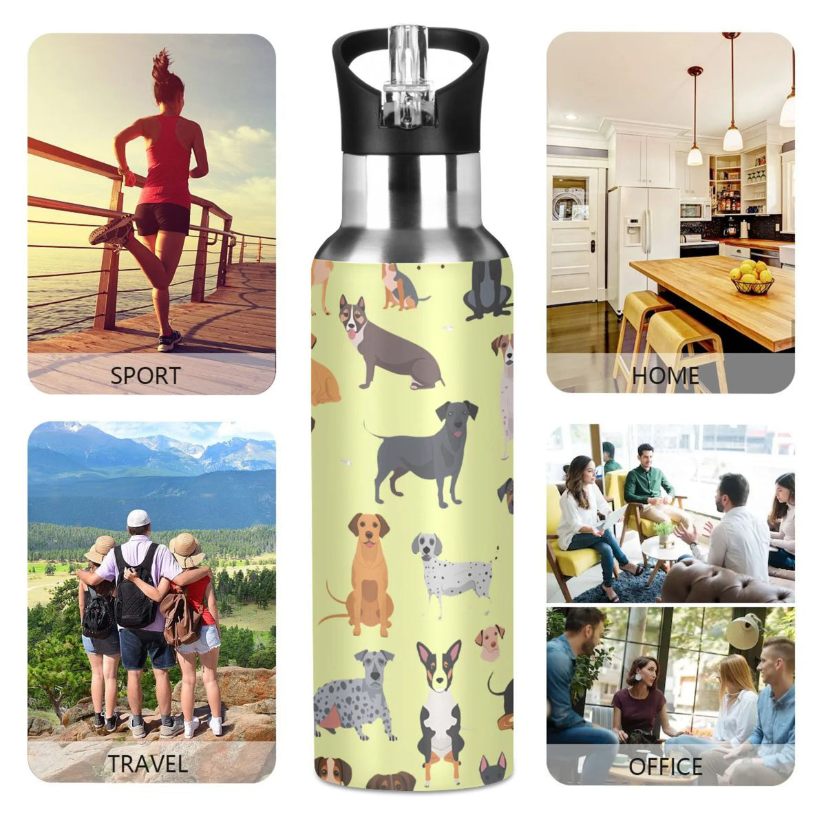 Cartoon Car Trucks Insulated Stainless Steel Water Bottle with Straw Lid 20 oz A254