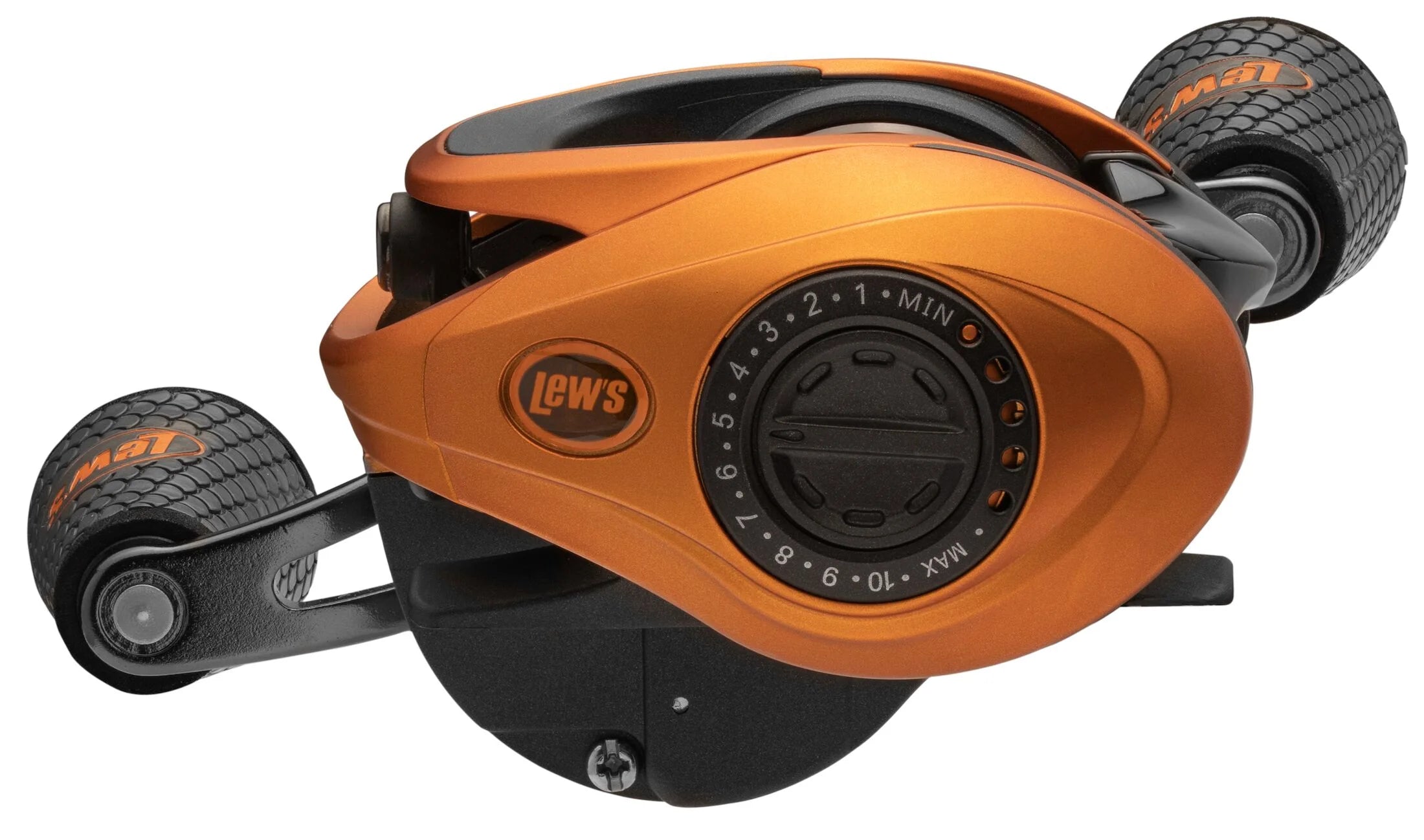 Orange Baitcast Fishing Reel, Right-Hand Retrieve, 7.5:1 Gear Ratio, 10 Bearing System L976301