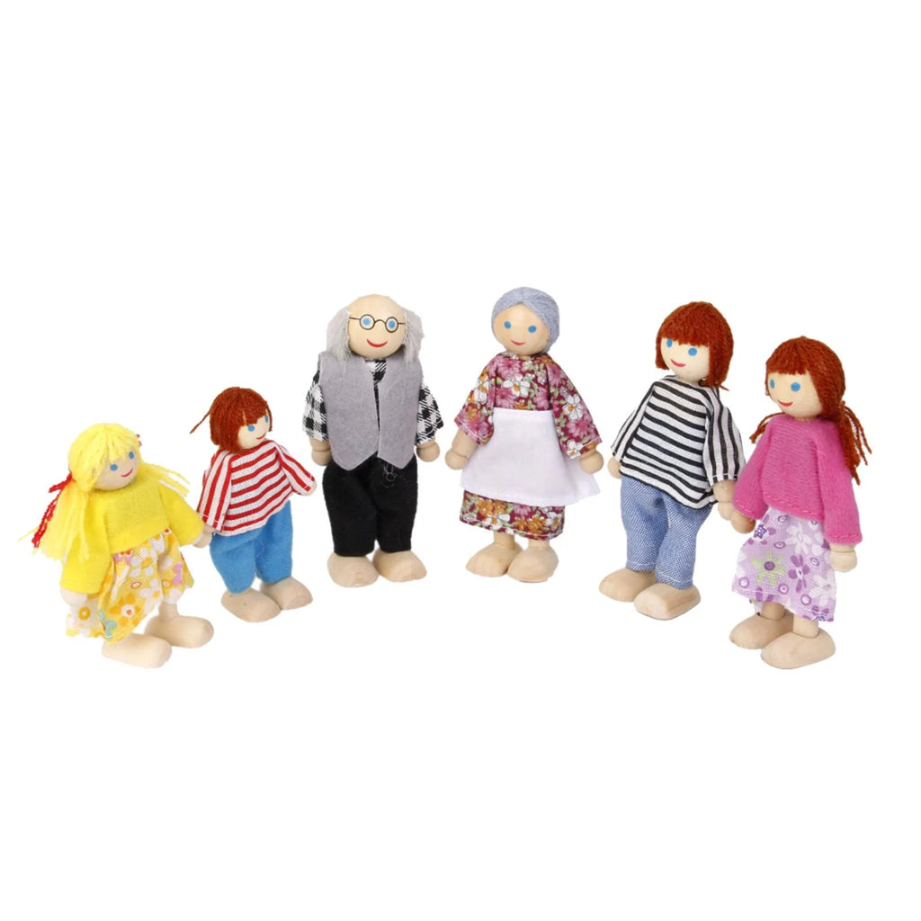6-Pieces Wooden Doll Family for Dollhouse, 1:12 Scale R4599