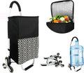 3 in 1 Insulated Shopping Cart Stair Climbing Utility Cart Rolling Cooler with Adjustable Bungee Cord Waterproof Lightweight (Black) P10524