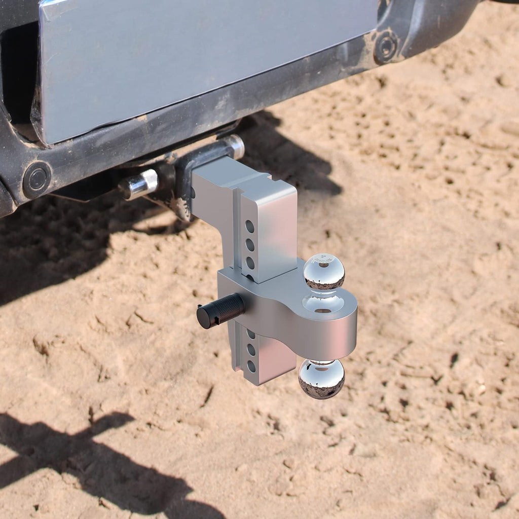Adjustable Trailer Hitch Ball Mount, 8 Inch Drop, 2.5 Inch Receiver, 18,500 LBS GTW, Forged Aluminum Shank, Dual Balls L313