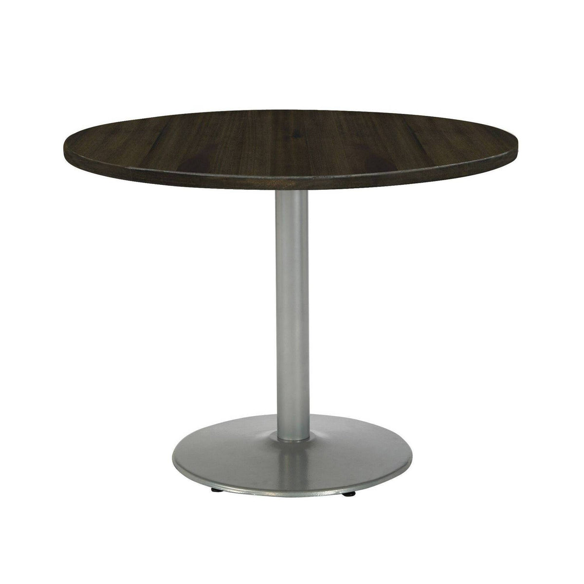 Round Top Table, Espresso, Silver Base B332