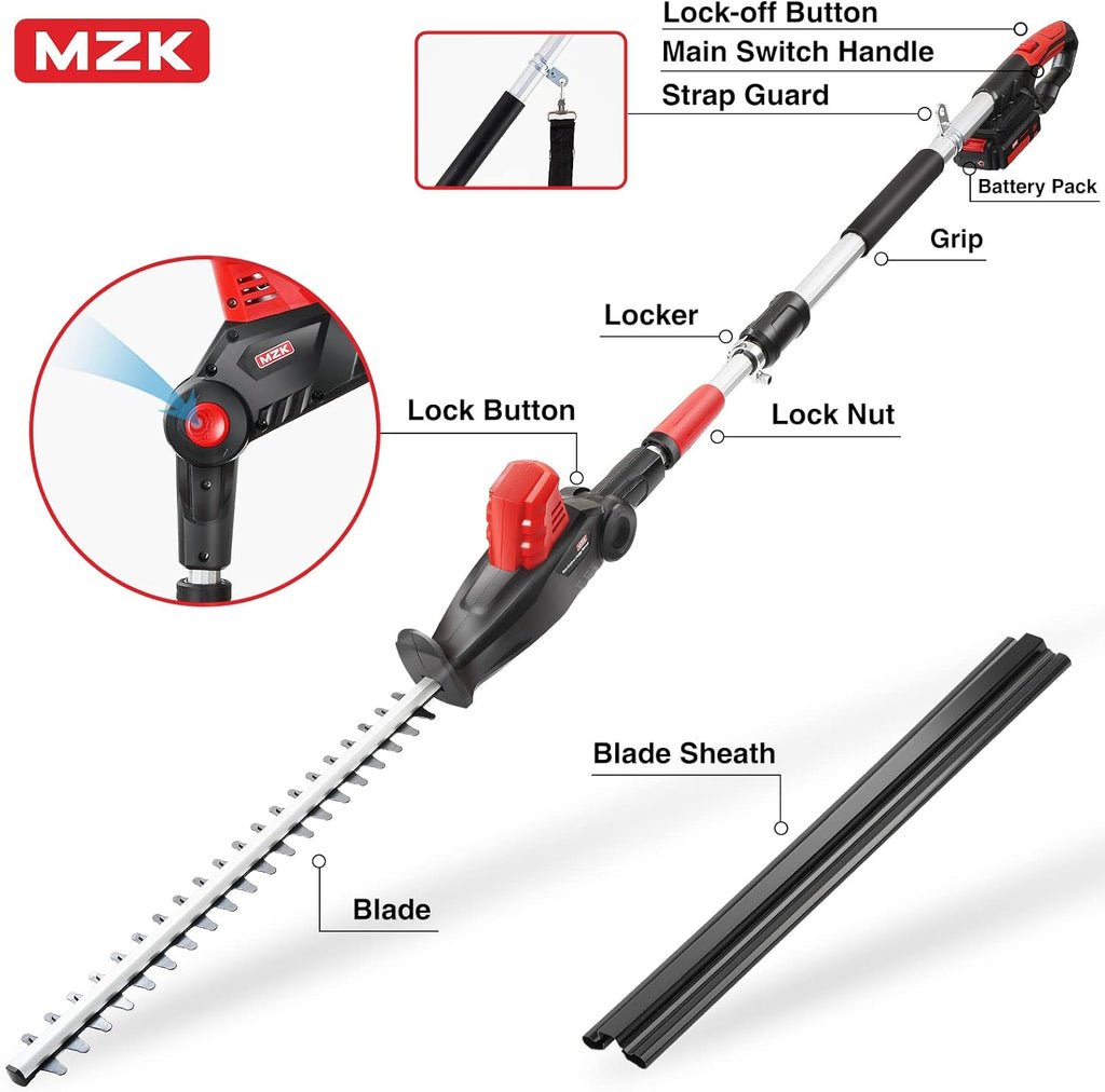 20V 21.3" Cordless Pole Hedge Trimmer with Steel Blade T4119