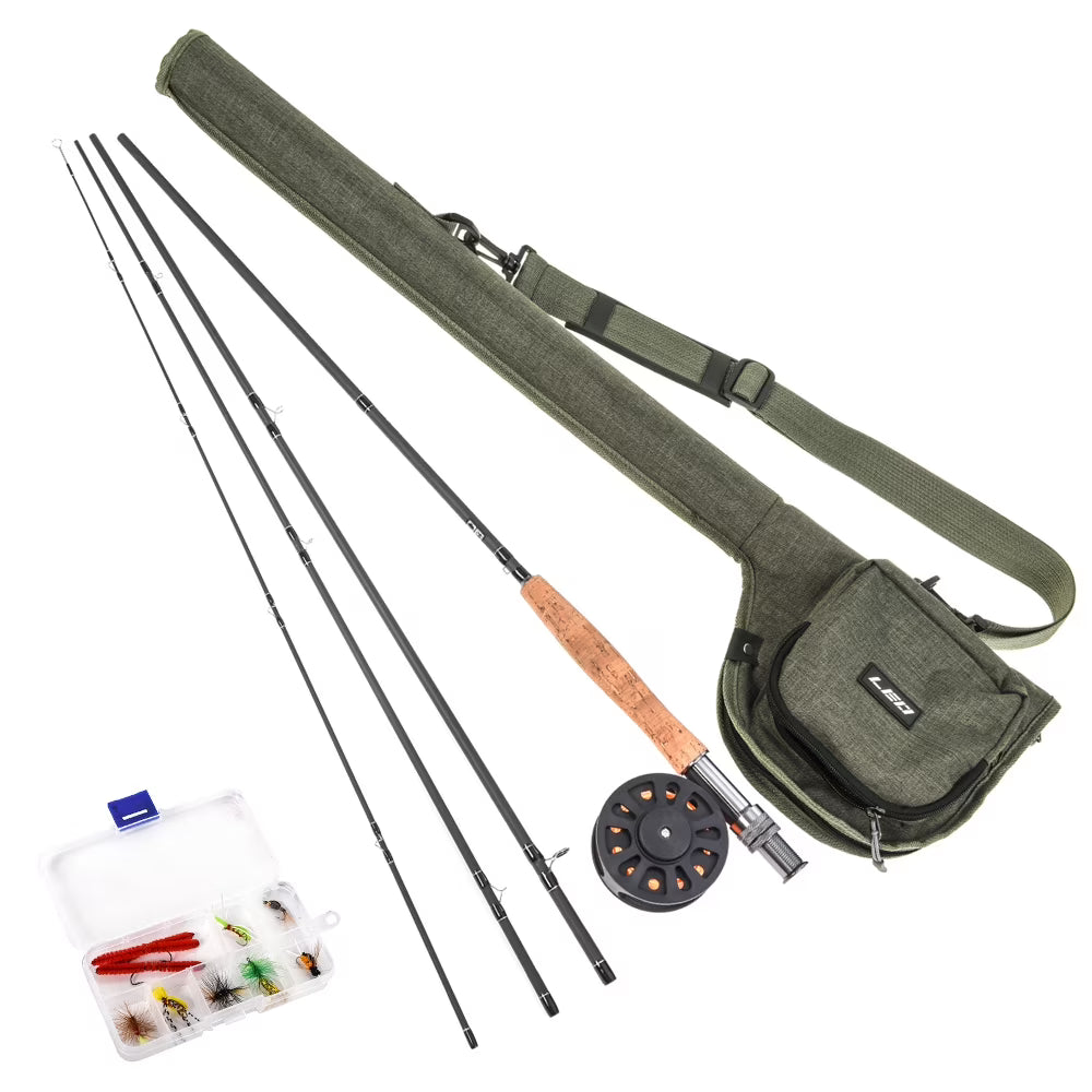 9' Fly Fishing Rod and Reel Combo with Carry Bag 10 Flies G1913