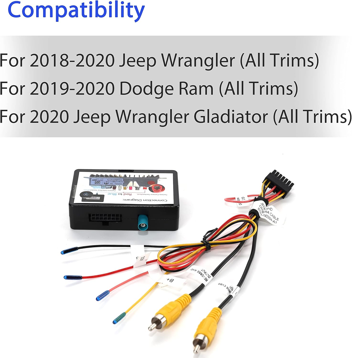 Retention Adapter for Jeep Wrangler JL JLU Dodge Ram 2018 2019 2020 Backup Camera Harness Interface V46314
