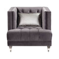 Gray Velvet Chair with Pillow H62024