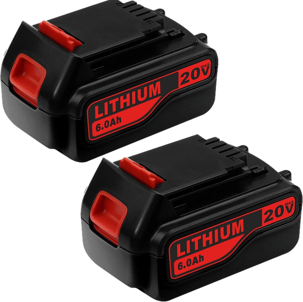 2 Pack 6.0Ah LBXR20 Battery Replacement for Black and Decker 20V Max Lithium Ion Cordless Tool Battery Z4409